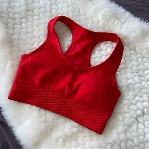 Red sports bra